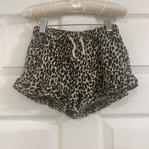 Crewcuts leopard printed ruffle-trimmed drawstring short